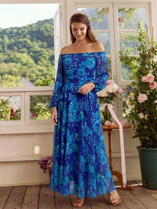 Judith | Robe Maxi Florale à Épaules Dégagées
