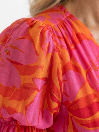 Roselle | Robe Midi à Manches Bouffantes Florales