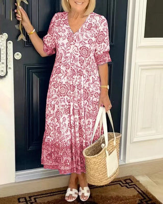 Keisha | Robe Fleurie à Col V Élégante