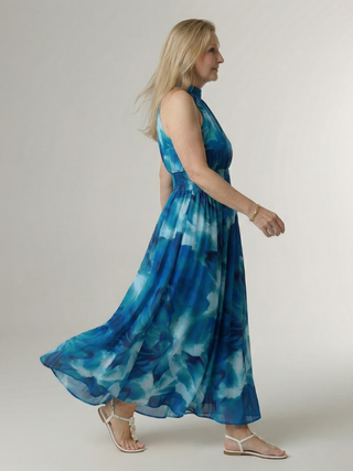 Faye | Robe Midi à Col Halter Froncée