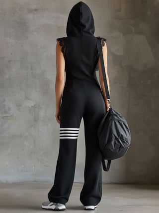 Giada - Combinaison sport rétro à capuchon et rayures