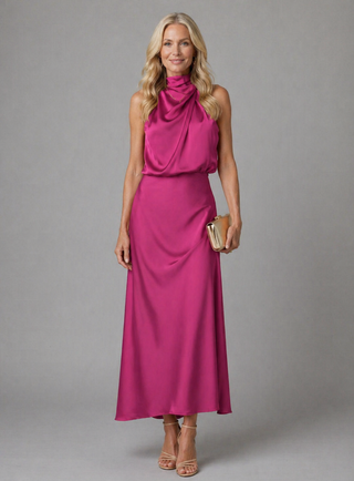 Emilia | Robe Maxi Drapée à Col Halter