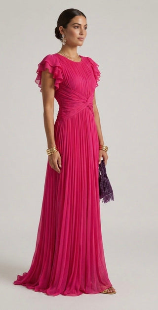 Victoria | Robe de Soirée à Manches Volantes Plissées