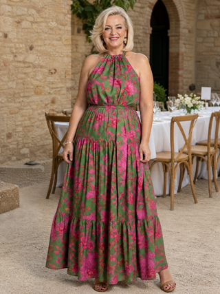 Rowen™ Robe mi-longue drapée à col dos-nu