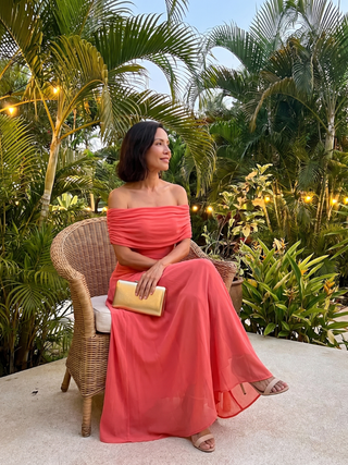Nerissa | Robe Midi Drapée Off-Shoulder
