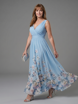 Danielle | Robe Midi Sans Manches à Ourlet Floral