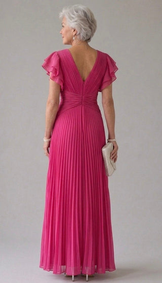Victoria | Robe de Soirée à Manches Volantes Plissées