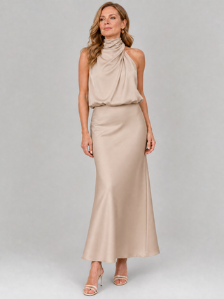 Nopal™ Robe mi-longue sans manches à encolure drapée