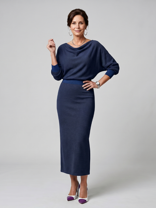Bettany | Robe Midi à Col Drapé