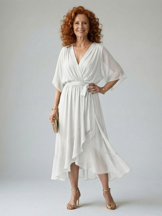 Mireille | Robe Midi Doucement Drapée