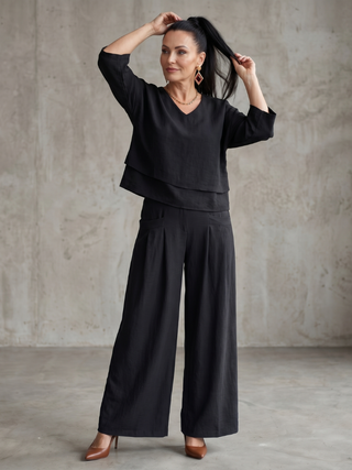 Rivière | Ensemble Top Superposé Pantalon Large