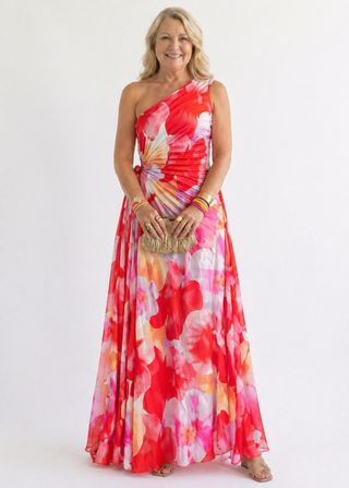 Victoria | Robe Maxi Plissée à Une Épaule