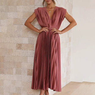Estella | Robe Midi Plissée Élégante