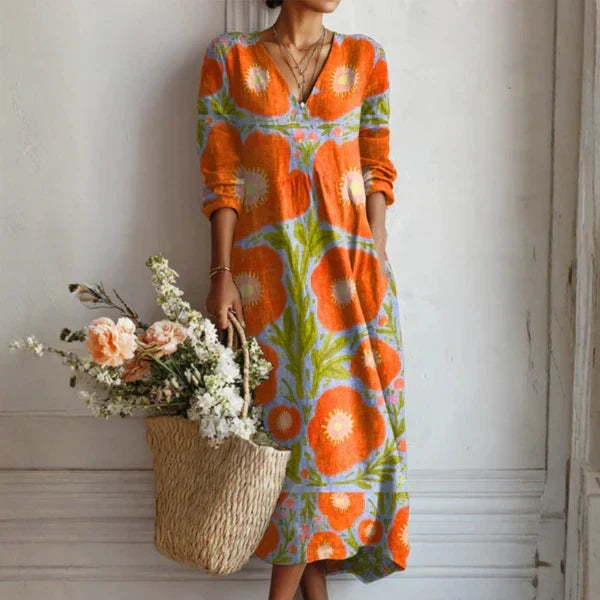 Alicia | Robe longue Fleurs au Crépuscule