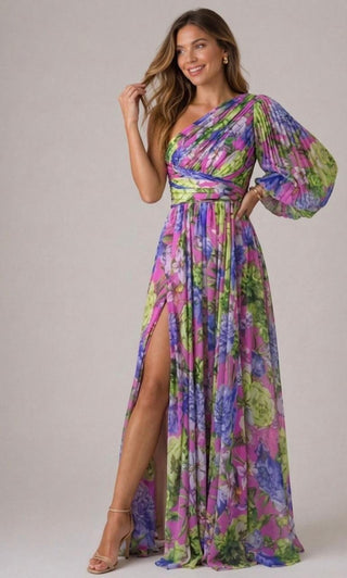 Elowen | Robe Maxi Fleurie à Une Épaule