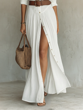Helenia | Robe Maxi longue avec col découpé et manches longues pour femmes