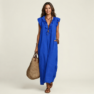 Josette | Robe Maxi à Volants et Décolleté en V