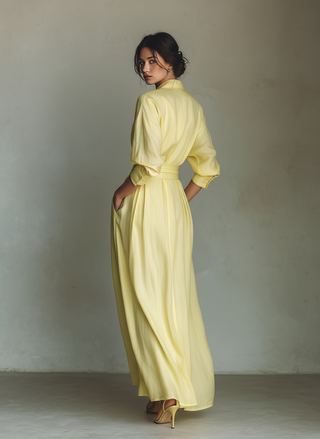 ANISHA™ - ROBE-CHEMISE LONGUE D'ÉTÉ EN LIN