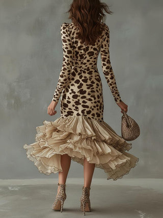Eleonora | Robe à volants imprimé animal