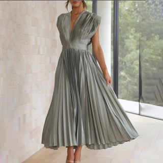 Estella | Robe Midi Plissée Élégante