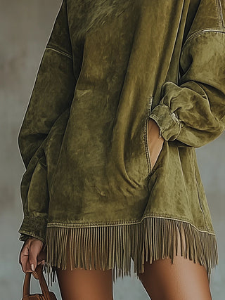 Amalia | Robe à col montant et franges