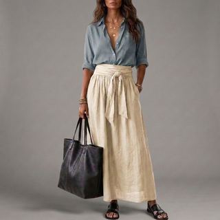 SAHARA | Ensemble Deux Pièces : Haut Noir et Jupe Midi Verte Olive