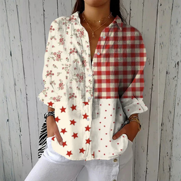 Heather™ | Blouse en Patchwork Campagnard