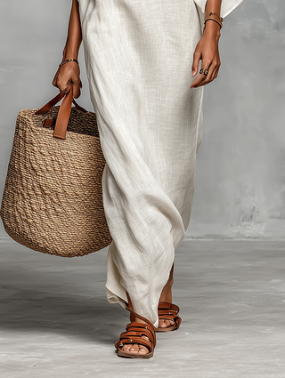Aveline™ | Robe longue à épaules dénudées et manches chauve-souris
