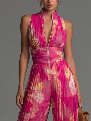 Combinaison Serafina | Chiffon plissé floral fuchsia