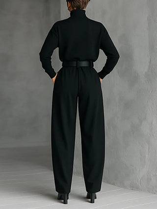 Lisa™ | Ensemble deux pièces noir avec ceinture
