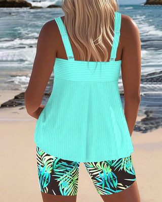 Daphne™ | Tankini short en maille côtelée brillante