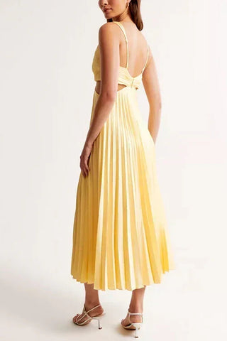 Celia | Robe Midi Plissée Découpée