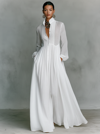 GLORIA™ - ROBE LONGUE EN LIN PATCHWORK