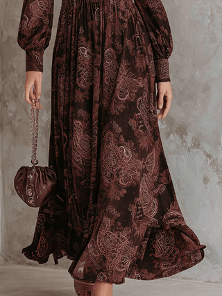 Ariane™ | Robe longue à imprimé cachemire et taille marquée - North & Co. Canada