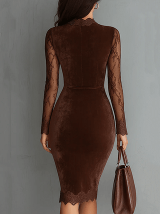 Aurélia™ | Minirobe en velours à manches en dentelle - North & Co. Canada