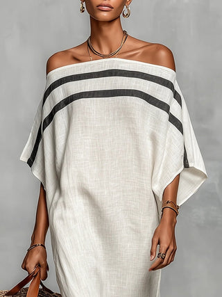 Aveline™ | Robe longue à épaules dénudées et manches chauve-souris - North & Co. Canada