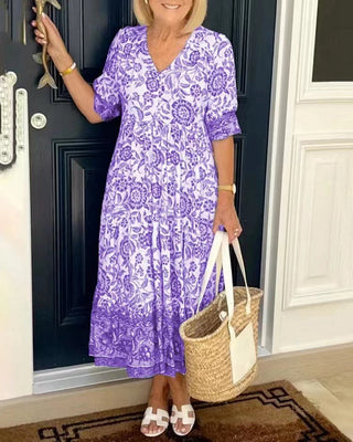 Keisha | Robe Fleurie à Col V Élégante