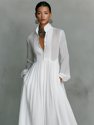 GLORIA™ - ROBE LONGUE EN LIN PATCHWORK