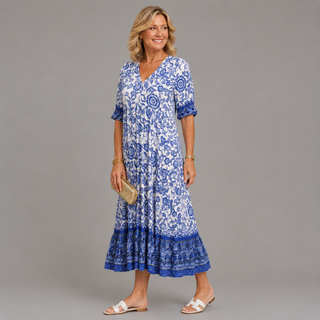 Keisha | Robe Fleurie à Col V Élégante