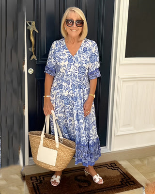 Keisha | Robe Fleurie à Col V Élégante