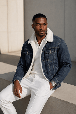 Ciro™ | Veste en denim oversize à doublure sherpa – North & Co. Canada