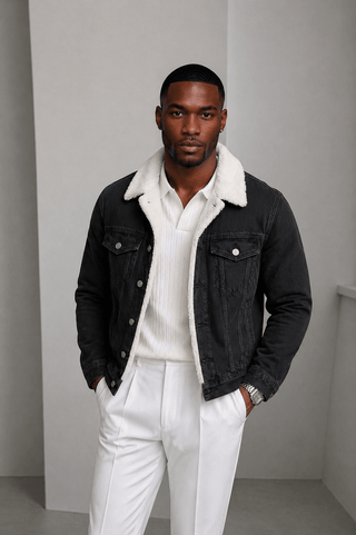 Ciro™ | Veste en denim oversize à doublure sherpa – North & Co. Canada