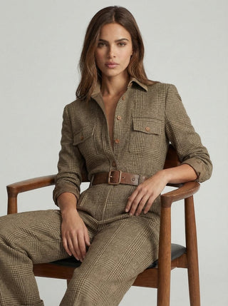 Celia | Combinaison à carreaux aux détails raffinés • S1 - North & Co. Canada