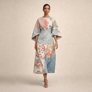 CLEMENTINE | Floral Midi with Sculpted Waist and Airy Elegance - North & Co. Canada