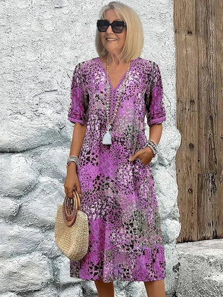 Dorina | V-Neck Dress with Print - North & Co. Canada