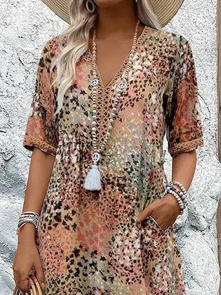 Dorina | V-Neck Dress with Print - North & Co. Canada