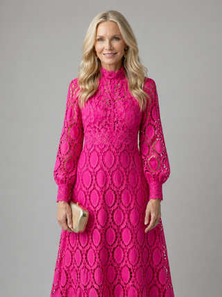 Camille | Robe Midi en Dentelle à Bords Festonnés