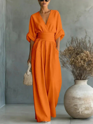 Combinaison élégante à encolure en V et taille haute • S1 - North & Co. Canada
