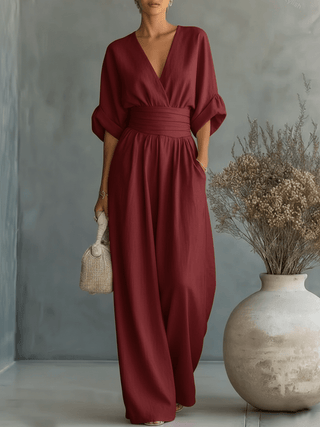 Combinaison élégante à encolure en V et taille haute • S1 - North & Co. Canada