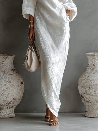 Elise™ | Robe longue élégante à une épaule en blanc - North & Co. Canada